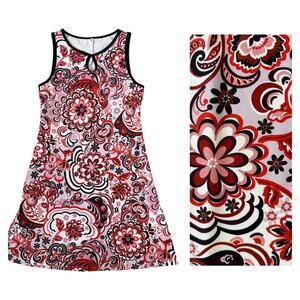 Nuu Muu Classic Keyhole A-Line Activewear Dress Floral Pink Red Purple Small
